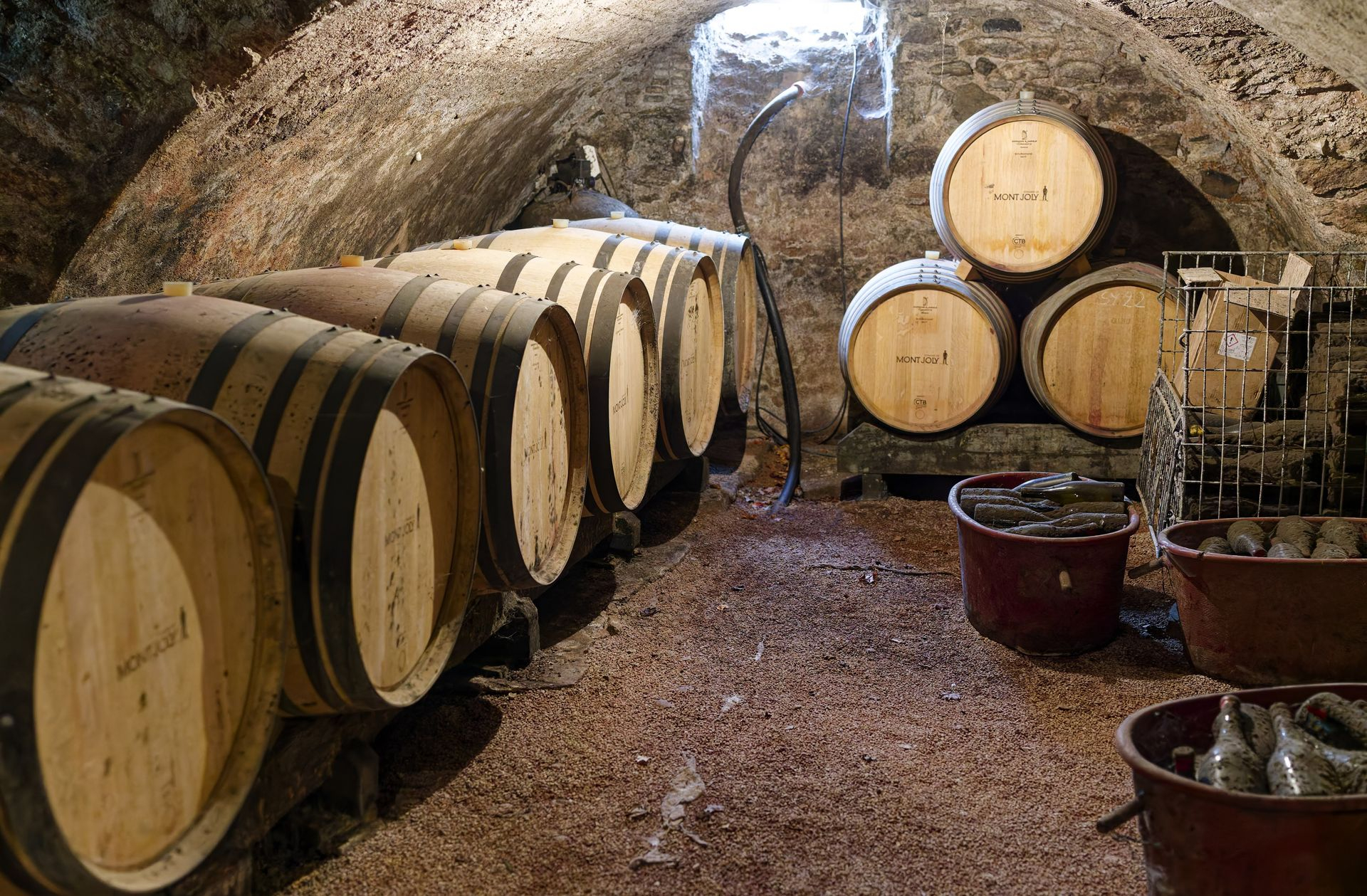 Domaine de Mont Joly winery cellar casks